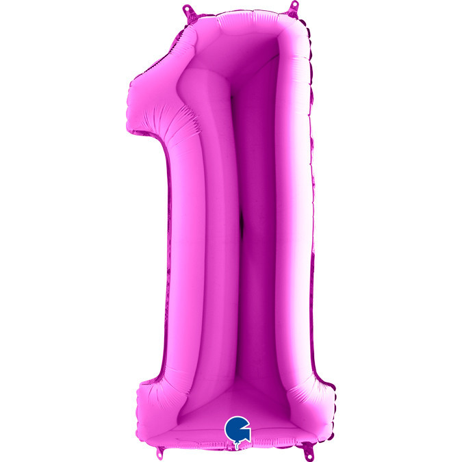 Cifra 1 - balon folie, culoare mov purple, inaltime 101cm