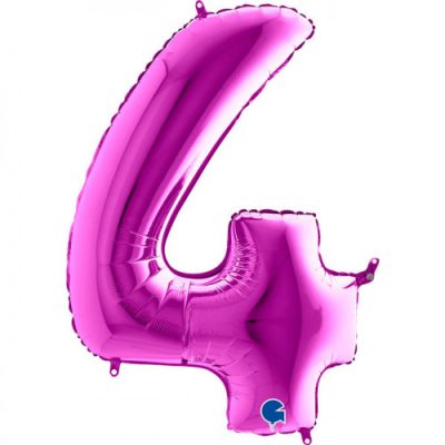 Cifra 4 - balon folie, culoare mov purple, inaltime 101cm