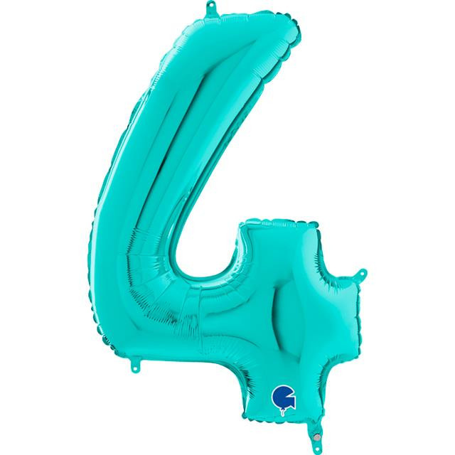 Cifra 4 - balon folie, culoare Tiffany, inaltime 101cm