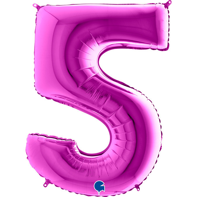 Cifra  5 - balon folie, culoare mov purple, inaltime 101cm