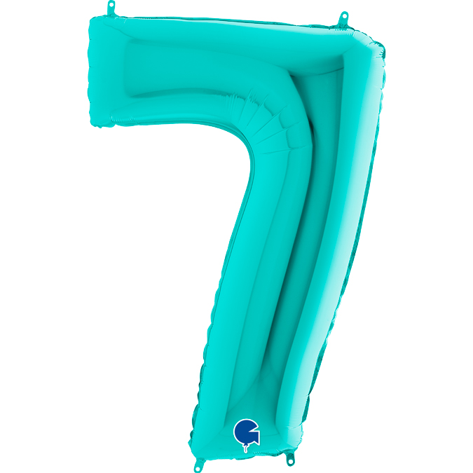 Cifra 7 - balon folie, culoare Tiffany, inaltime 101cm