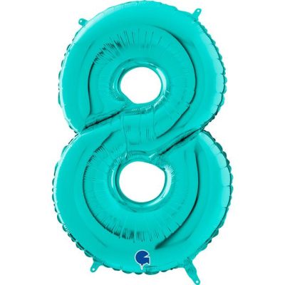 Cifra 8 - balon folie, culoare Tiffany, inaltime 101cm