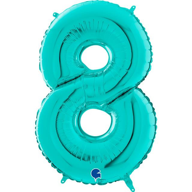 Cifra 8 - balon folie, culoare Tiffany, inaltime 101cm