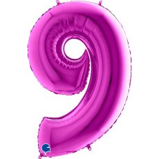 Cifra 9 - balon folie, culoare mov purple, inaltime 101cm