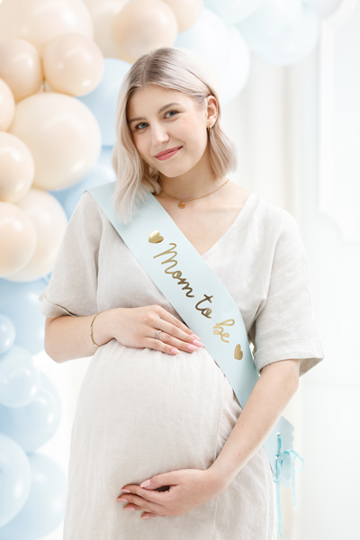 Mom To Be - esarfa din hartie fina, culoare pale blue, lungime 75cm - imagine 3